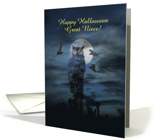 Halloween Great Niece Owl in the Moonlight Customizable card (1386416)