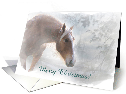 Merry Christmas Horse in the Snow Customizable card (1386430)