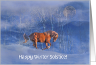 Winter Solstice Blessings Horse in the Snow Customizable card