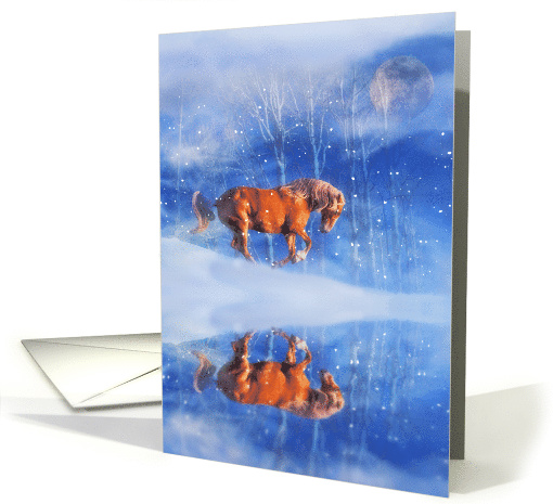 Season's Greetings Horse Running in the Snow card (1386784)