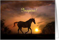 Inspire Blank Note Card with Horse and Sunrise Customizeable card