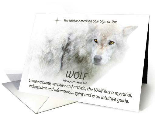 Native American Star Sign Zodiac The Wolf 2/19 - 3/20 Pisces card