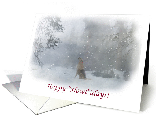 Happy Holidays Wolf and Snow card (1399200)
