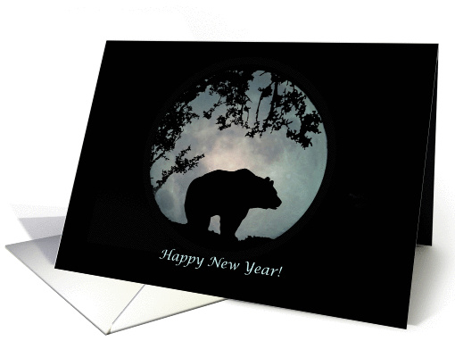 Bear and Moon Happy New Year card (1399798)