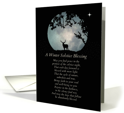 Winter Solstice Blessings Elk and Moon card (1399800)