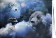 Happy Winter Solstice Wolf, Bear, Eagle and Moon card