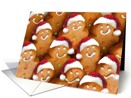Happy Holidays From Group Santa Hat Gingerbread Cookies card (1409740)