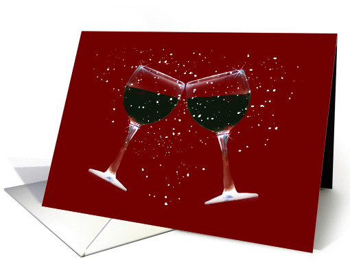 Happy Holidays Red Wine in Snow card (1409748)