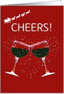Customizeable Wine in Snow Happy Holidays card