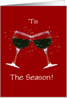 Customizable Toasting Wine Glasses in the Snow Season’s Greetings! card
