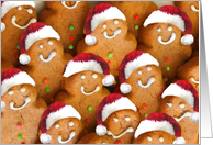 Cute Gingerbread Cookie Men in Santa Hats Merry Christmas card