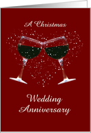 Customizable Christmas Day Wedding Anniversary Wine and Snow Heart card
