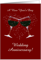 Customizable New Year’s Wedding Anniversary Wine and Snow Heart card