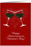 Customizable Valentine’s Day Wedding Anniversary Wine and Snow Heart card