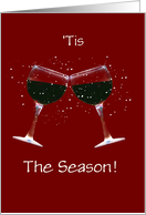 ’Tis the Season for A Holiday Party Two Wine Glasses in Snow card