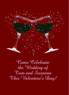 Wine Toast Valentine's Day Wedding Invitation Customizeable