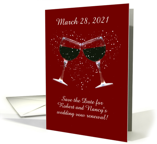 Save the Date Vow Renewal Wine with Heart Invitation Custmizable card