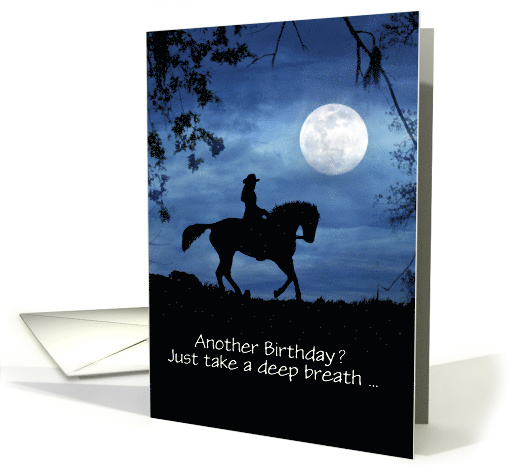 Country Western Cowgirl and Moon Happy Birthday Customizable card