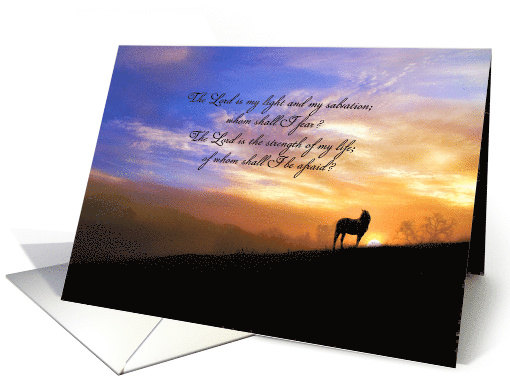 Customizable Religious Cancer Get Well With Horse in Light card
