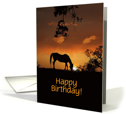 Customizeable Happy Birthday Pretty Horse and Sunrise card (1426558)