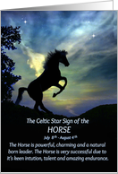 Celtic Zodiac Sign of the Horse, July 8th August 4th Birthday Leo card