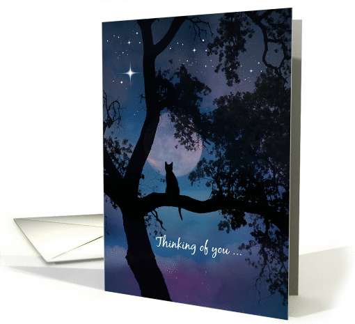 Thinking of you Cat in Tree and Moon card (1436686)