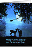 Happy Anniversary on Christmas Eve two Deer in the Moonlight card