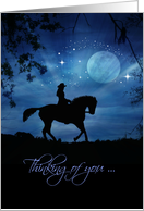 Thinking of you from Across the Miles Cowgirl Riding Moon Light card