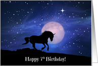 Unicorn Fantasy Happy 7th Birthday card