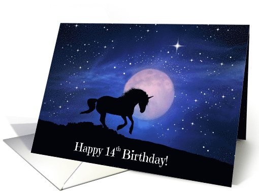 Unicorn Fantasy Happy 14th Birthday card (1437936)