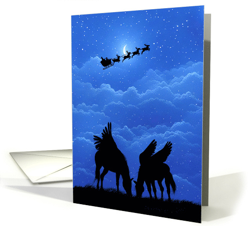 Believe Santa and Pegasus Fantasy Christmas card (1442528)
