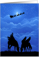 Believe Santa and Pegasus Fantasy Christmas card