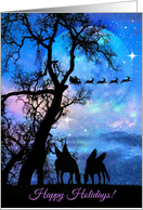 Happy Holidays Pegasus Moon and Santa Claus card