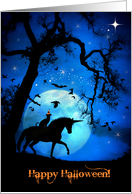 Happy Halloween Black Cat and Horse card