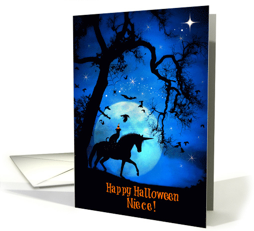 Happy Birthday Halloween Cat, Horse, Bats and Spiders Niece card