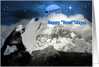 Husky Dog Happy Holidays Cute Funny Christmas card