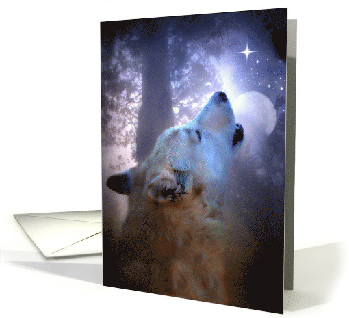 Winter Solstice Blessings Wolf and Moon card (1454246)