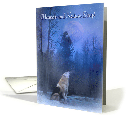 Season's Greetings Wolf in Snow card (1454364)