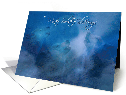 Wolf, Wolves Winter Solstice Blessings card (1454740)