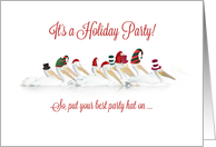 Holiday Party Invitation Pelicans in Party Hats card