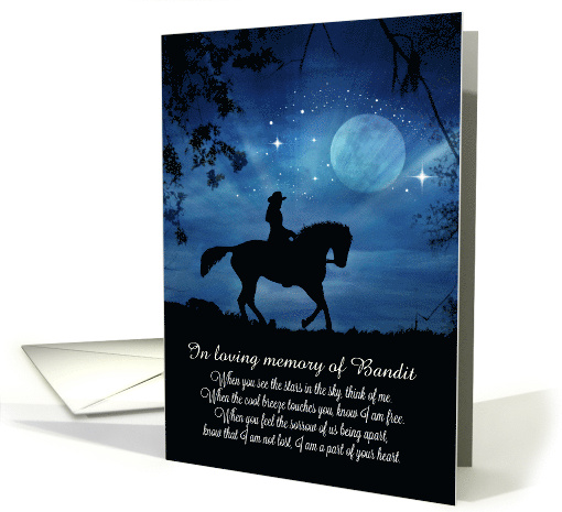 Horse and Rider Equine Sympathy Customize with Horse's Name card