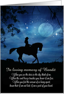 Horse and Rider Equine Sympathy Customize with Horse’s Name card