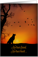 Dog Sympathy Card for Loss of Dog, Dog Birds and Oak Trees In Sunset card
