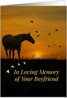 Deepest Sympathy for the Loss of Boyfriend, Horse and Birds in Sunset card