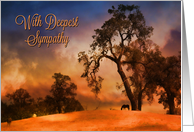 Sympathy Horse and Oak Trees Clouds and Landscape card