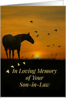 Loss of Son in Law, Sympathy Card, Horse and Birds in Sunset card