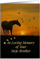 Loss of Step Brother, Sympathy Card, Horse and Birds in Sunset card