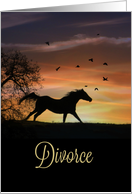 Horse Divorce, Freedom Running in the Sunset card