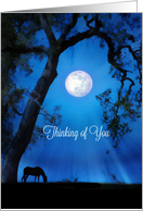 Beautiful Thinking of You Horse and Blue Moon with Oak Tree card