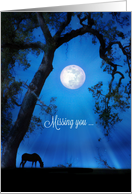 Beautiful Missing You Horse and Oak Tree with Full Moon card